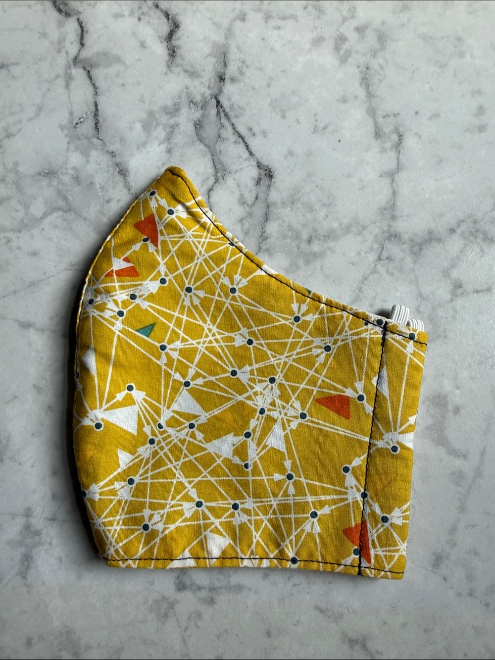 Women/teen Yellow Geometric Cotton Face Mask